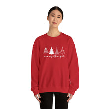 Load image into Gallery viewer, Merry & Bright with Trees Crewneck Sweatshirt