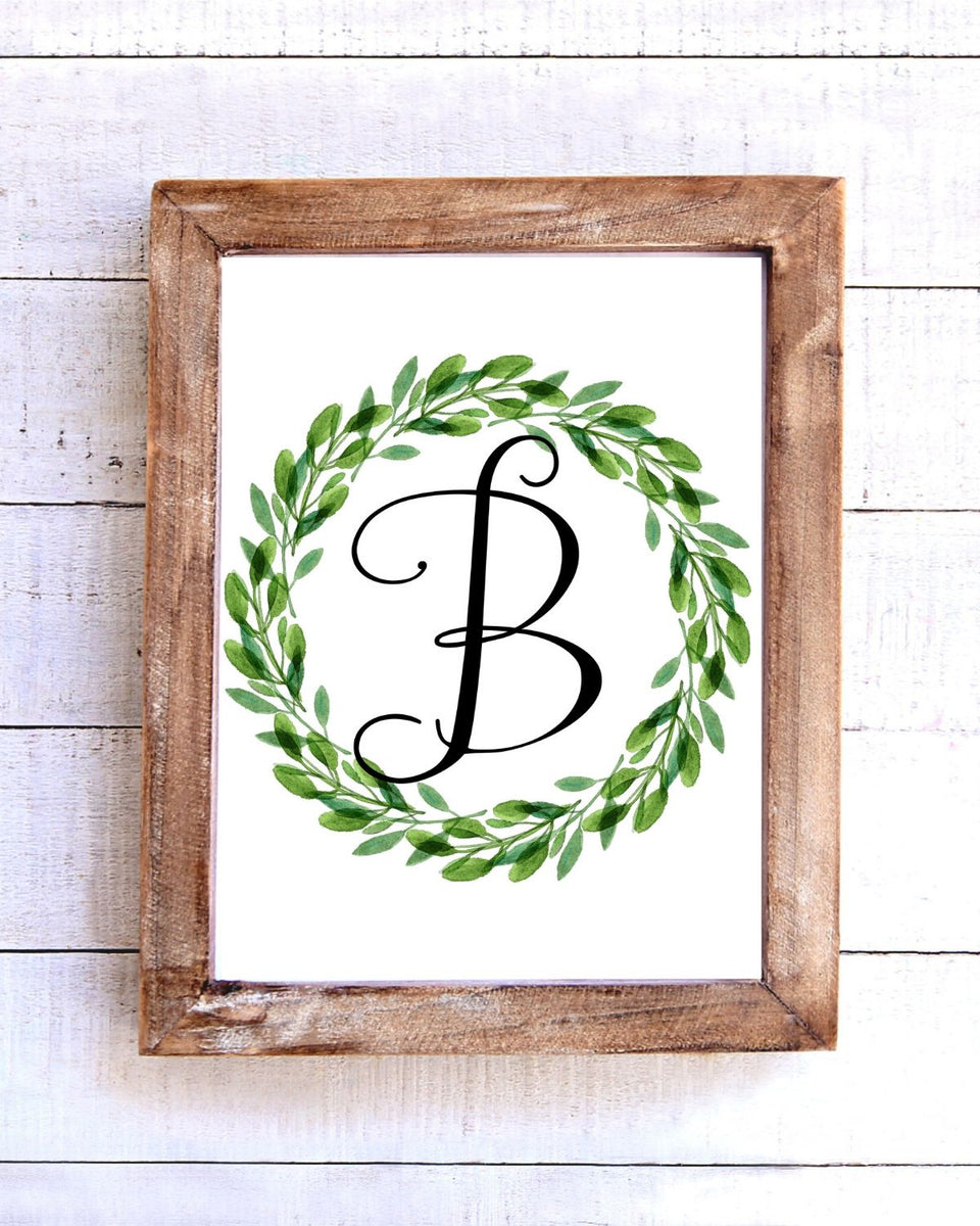 Monogram B Wreath Printable Wall Art – To Simply Inspire