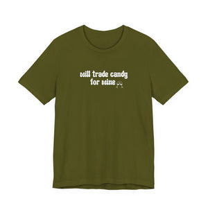 Halloween shirt, fall shirt, trick or treat shirt, cute shirt, funny halloween tshirt, mom halloween, trade candy for wine shirt