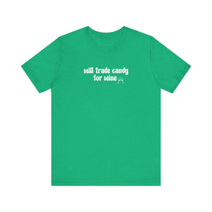 Halloween shirt, fall shirt, trick or treat shirt, cute shirt, funny halloween tshirt, mom halloween, trade candy for wine shirt