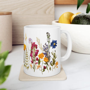 Colorful Pressed Flowers Mug