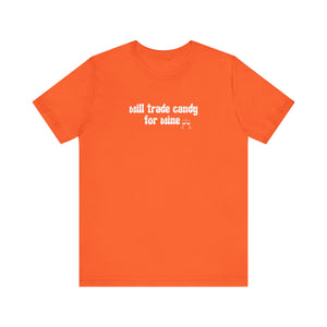 Halloween shirt, fall shirt, trick or treat shirt, cute shirt, funny halloween tshirt, mom halloween, trade candy for wine shirt