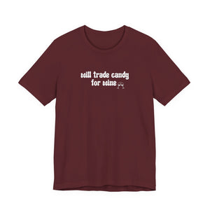 Halloween shirt, fall shirt, trick or treat shirt, cute shirt, funny halloween tshirt, mom halloween, trade candy for wine shirt