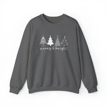 Load image into Gallery viewer, Merry &amp; Bright with Trees Crewneck Sweatshirt
