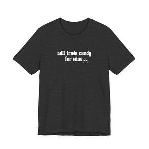 Halloween shirt, fall shirt, trick or treat shirt, cute shirt, funny halloween tshirt, mom halloween, trade candy for wine shirt