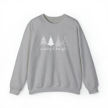 Load image into Gallery viewer, Merry &amp; Bright with Trees Crewneck Sweatshirt
