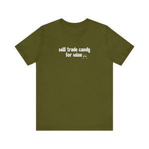 Halloween shirt, fall shirt, trick or treat shirt, cute shirt, funny halloween tshirt, mom halloween, trade candy for wine shirt