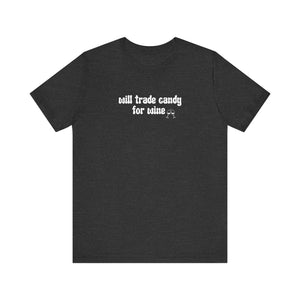 Halloween shirt, fall shirt, trick or treat shirt, cute shirt, funny halloween tshirt, mom halloween, trade candy for wine shirt