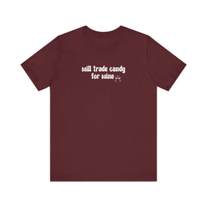 Halloween shirt, fall shirt, trick or treat shirt, cute shirt, funny halloween tshirt, mom halloween, trade candy for wine shirt