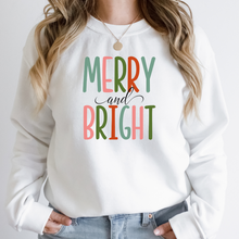 Load image into Gallery viewer, Merry and Bright Sweatshirt (White, Gray or Tan)
