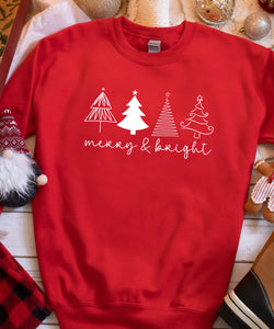 Merry & Bright with Trees Crewneck Sweatshirt