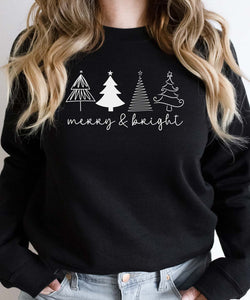 Merry & Bright with Trees Crewneck Sweatshirt