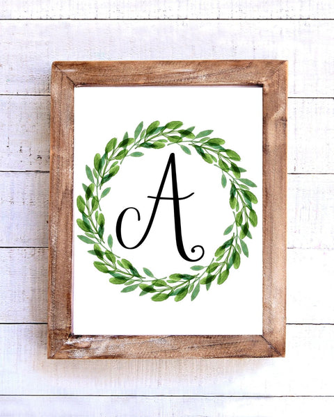 Monogram A Wreath Printable Wall Art