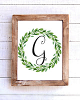 Monogram G Wreath Printable Wall Art