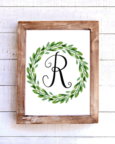 Monogram R Wreath Printable Wall Art