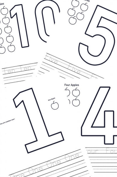 Numbers 1-10 Coloring Pages and Writing Practice