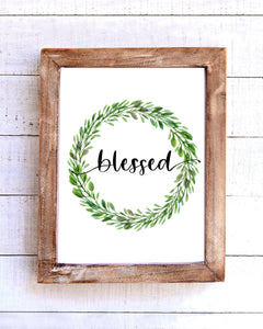 "Blessed" Farmhouse Wreath Printable Wall Art