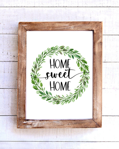 "Home Sweet Home" Farmhouse Wreath Printable Wall Art
