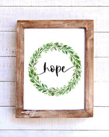 "Hope" Farmhouse Wreath Printable Wall Art