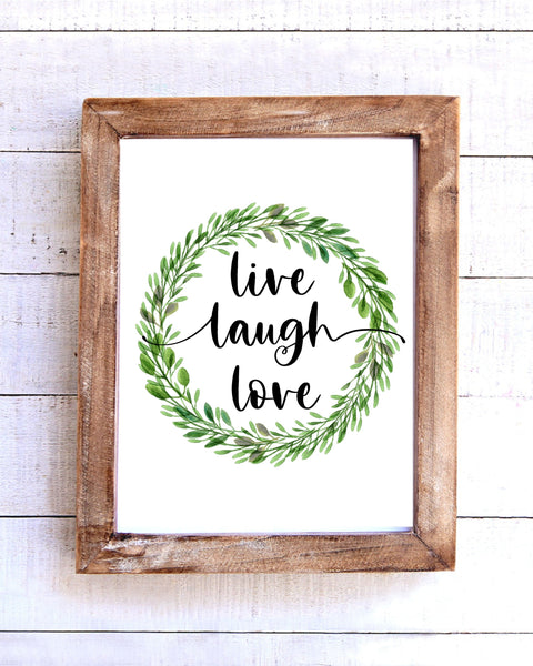 "Live Laugh Love" Farmhouse Wreath Printable Wall Art