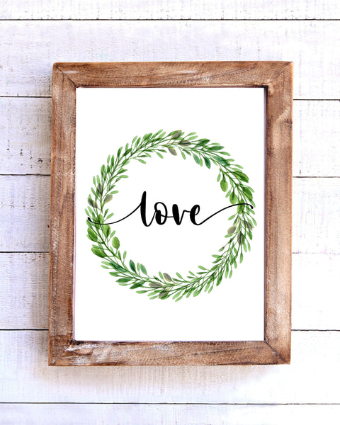"Love" Farmhouse Wreath Printable Wall Art