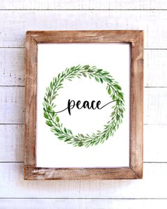 "Peace" Farmhouse Wreath Printable Wall Art
