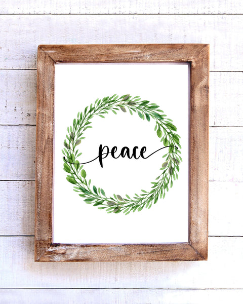 "Peace" Farmhouse Wreath Printable Wall Art