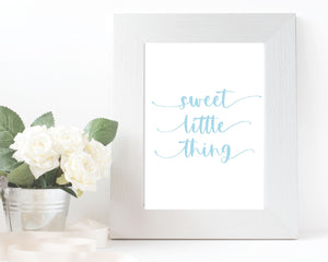 "Sweet Little Thing" Light Blue Nursery Printable Wall Art